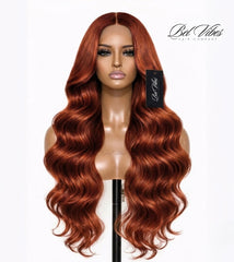 Red Brown 13x6 HD 200% Density Frontal Wig