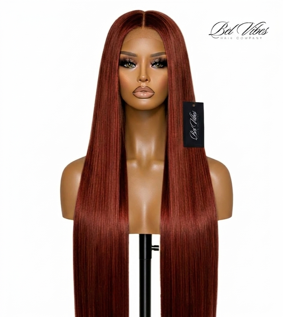 Red Brown 13x4 HD 200% Density Frontal Wig