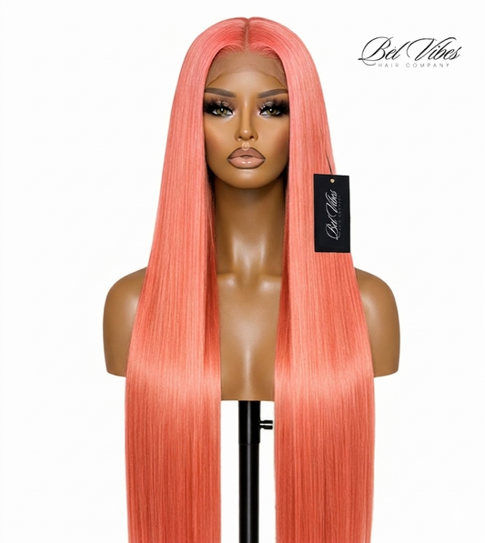 Rose Pink 13x4 Transparent 200% Density Frontal Wig